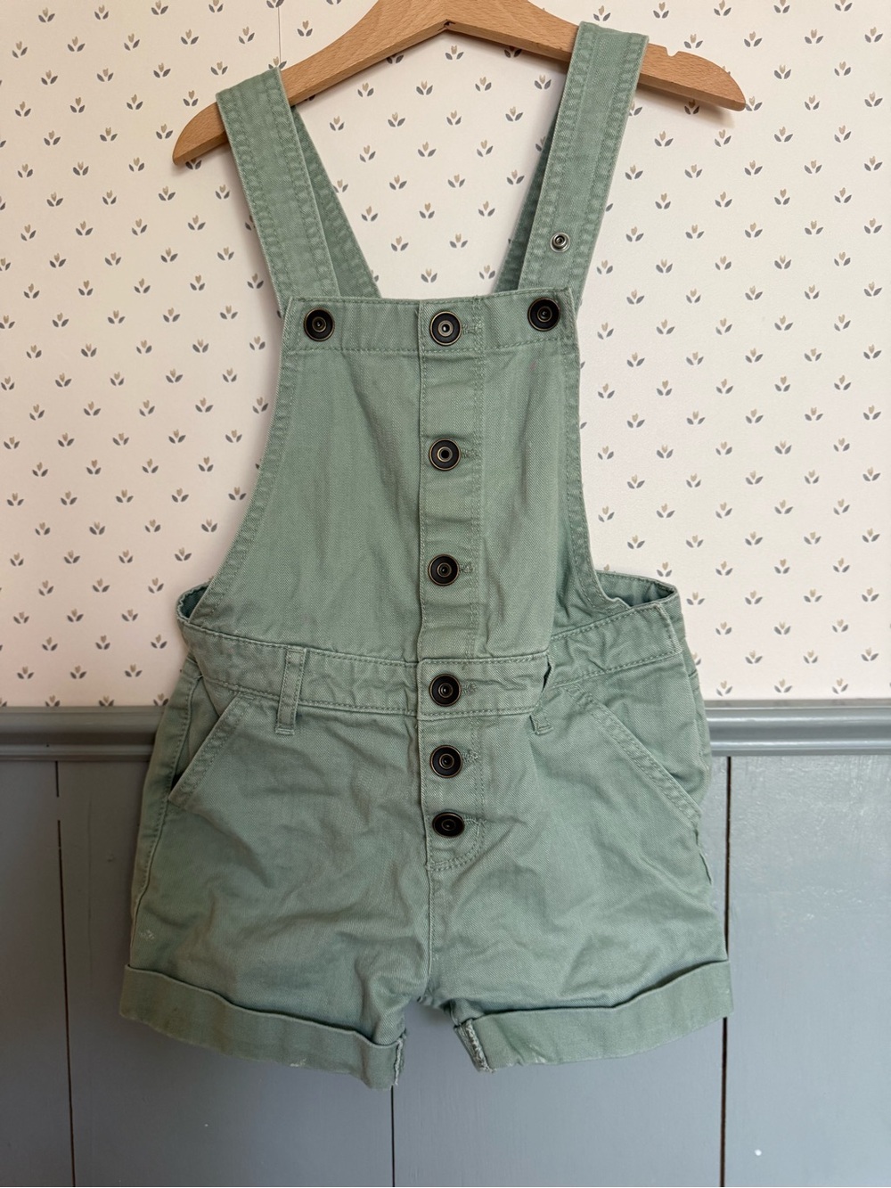 Place Sage Green Kids Overall Shorts